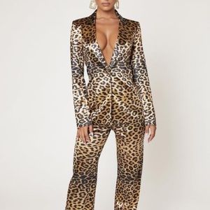 Meshki Zali Matching Leopard Print Blazer and Trouser Set